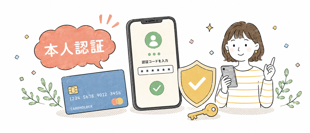 クレジットカード決済の本人認証（3Dセキュア）のイメージ。カード会社の画面で認証コードを入力します。